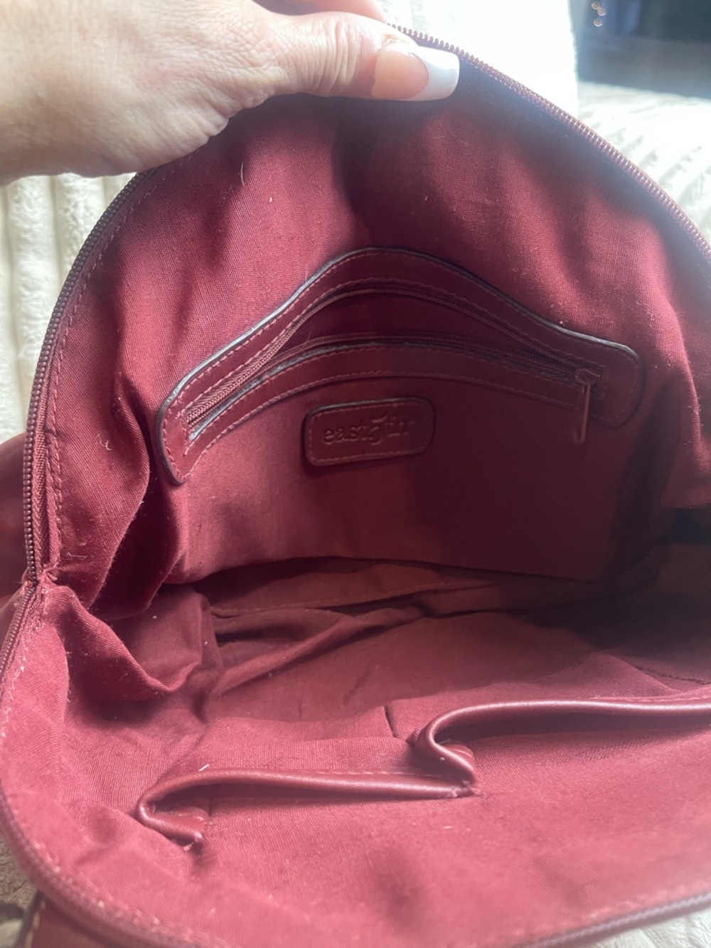 East 5th Burgundy Leather Shoulder Bag Satchel Handbag Silver Hardware 👜✨ - Picture 6 of 6